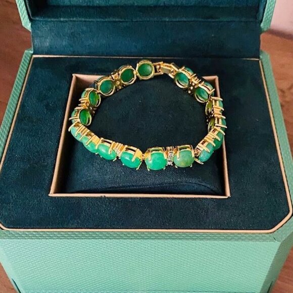 Jade & Stone Jade Tennis Bracelet CZ Crystals NEW! - Picture 8 of 9